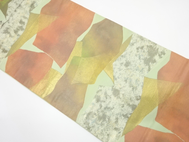 JAPANESE KIMONO / ANTIQUE FUKURO OBI / SILK / WOVEN ABSTRACT